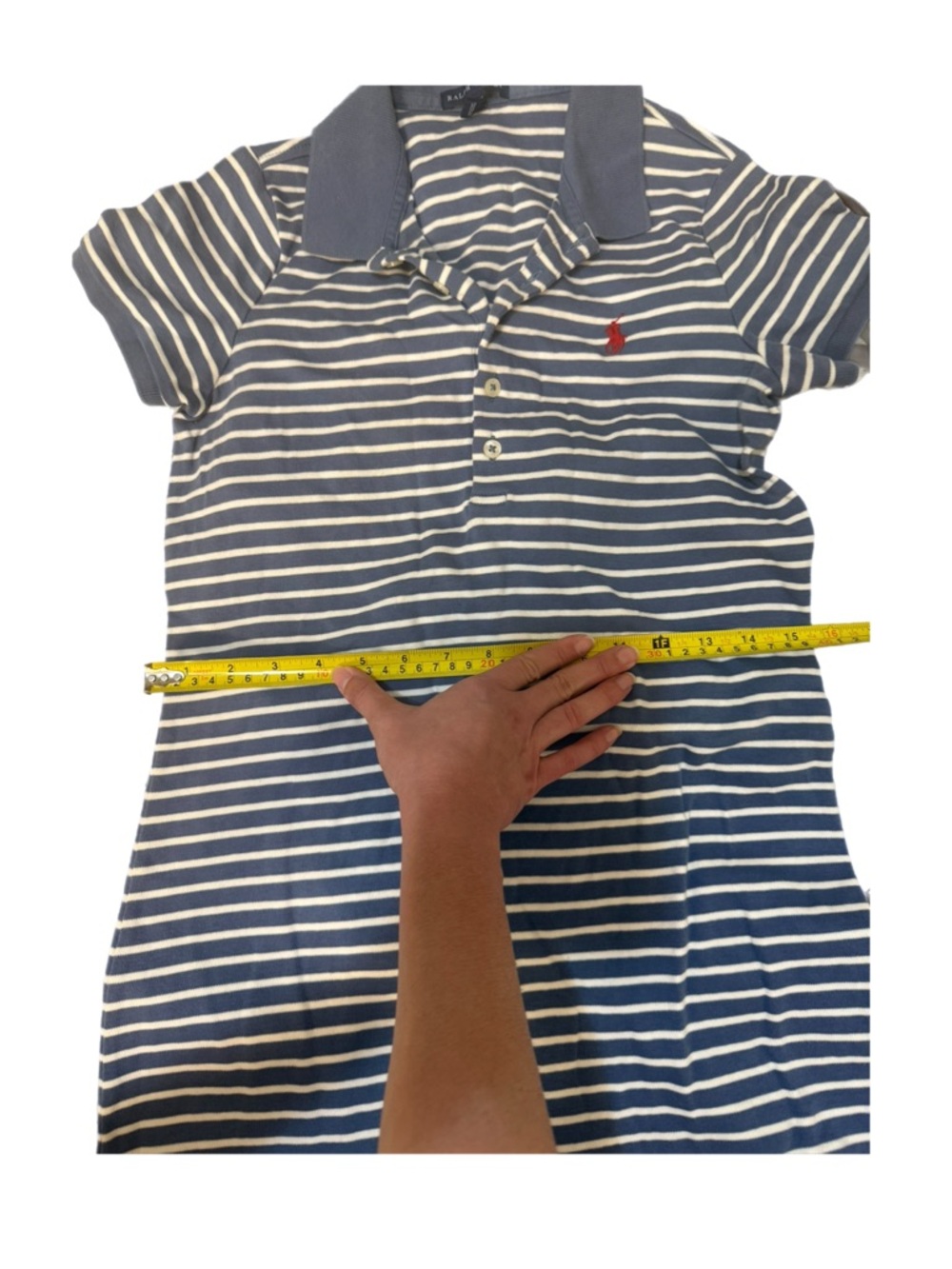 Ralph Lauren Striped Coastal Cotton Polo T-Shirt Dress with Red Logo Size Medium - Picture 10 of 11